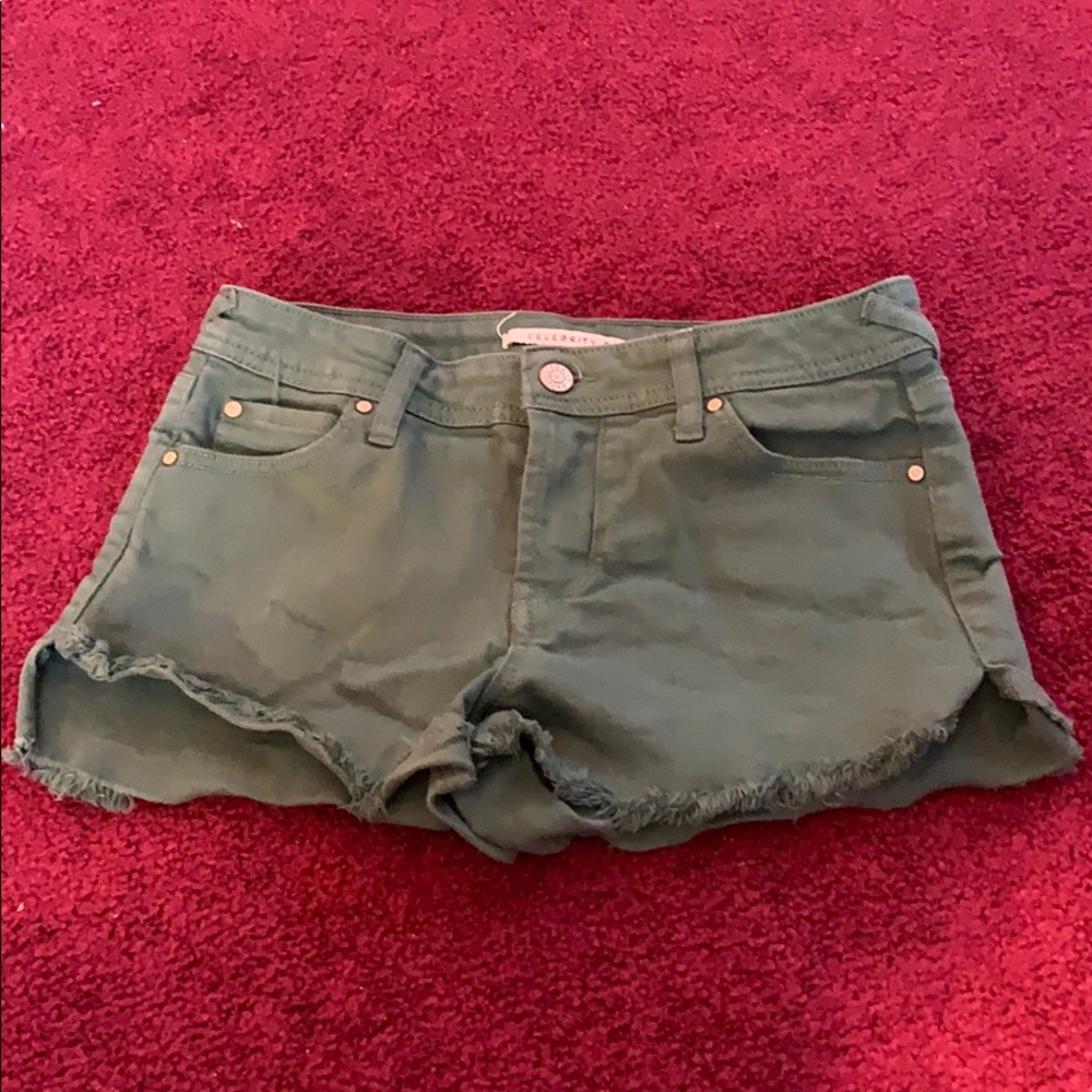 Green denim shorts